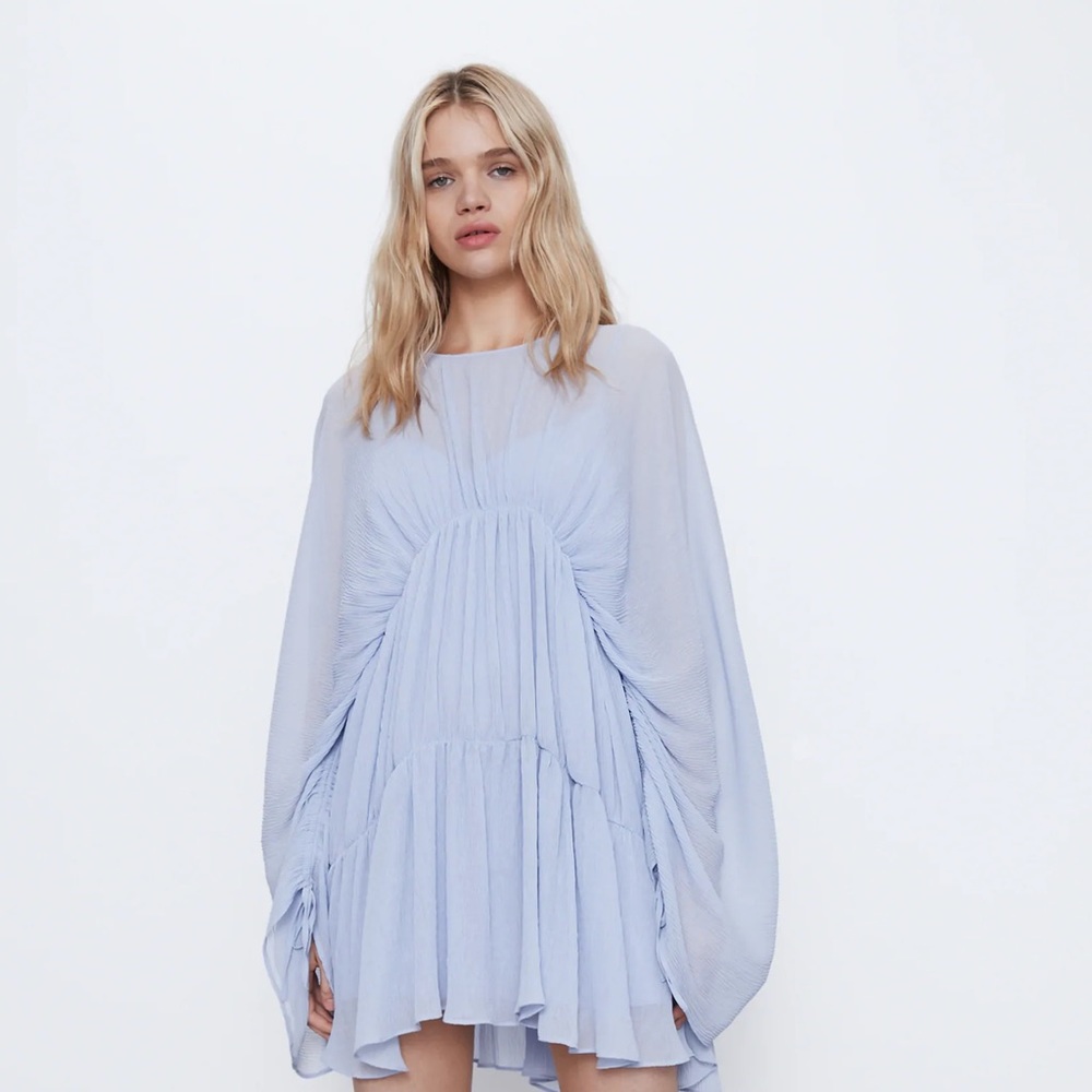 Draped pleated dress flowy from zara